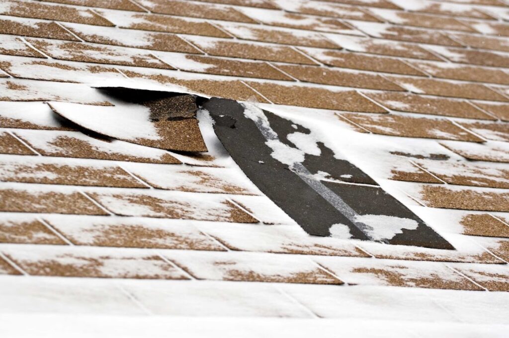 signs of winter storm damage to Montrose roof